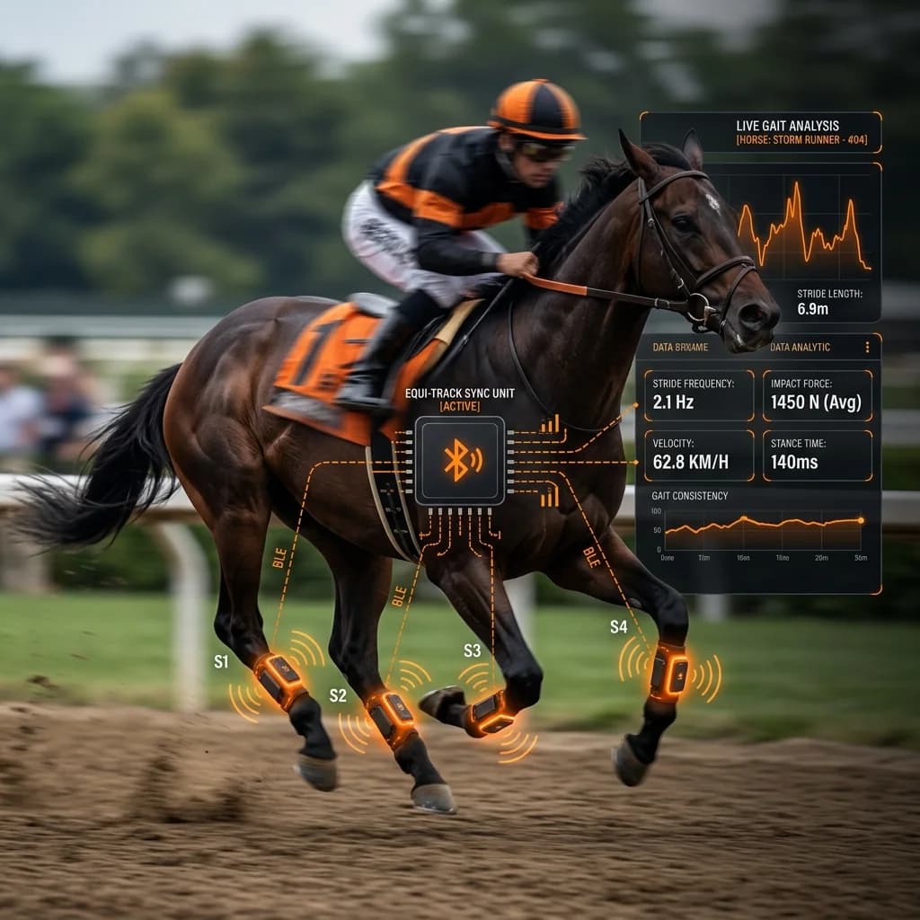 Four-node gait analysis for racehorses